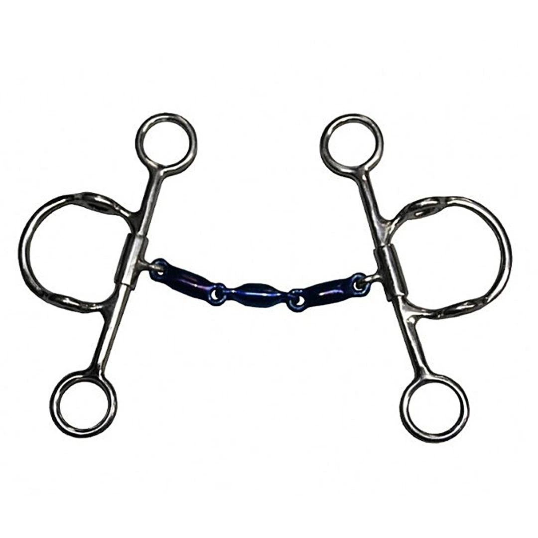 French Equestrian Horse Bits Jump'in Waterford Blue Steel Elevator Gag Bit 3 French Equestrian Horse Bits Jump'in Waterford Blue Steel Elevator Gag Bit