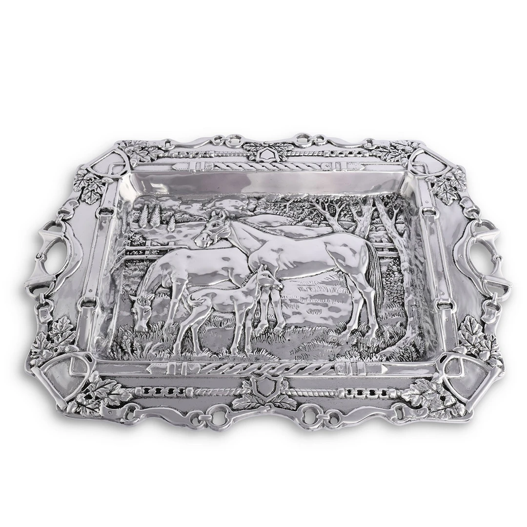 Equestrian Decor Arthur Court Grazing Horses Parlor Tray 3 Equestrian Decor Arthur Court Grazing Horses Parlor Tray