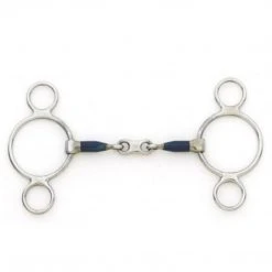 English Riding Supply Centaur Blue Steel 2 Ring French Link Gag Bit