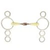English Riding Supply Horse Bits Happy Mouth Dbl Joint Copper Roller Mouth 2-Ring Pessoa Gag
