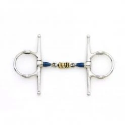 English Riding Supply Centaur Blue Steel Full Cheek Double Jointed Mouth With Loose Brass Roller Disks