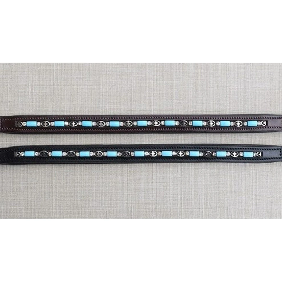 English Bridles Red Barn By KL Select Blue Bead Browband 3 English Bridles Red Barn By KL Select Blue Bead Browband