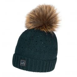 Hats & Caps Equiline GeneG Pom Knit Hat With Rhinestones