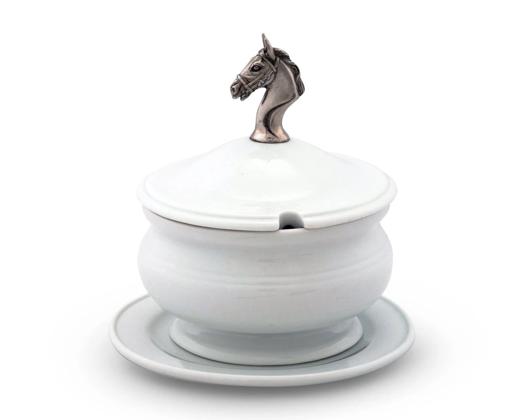 Arthur Court Porcelain Lidded Bowl-Horse 3 Arthur Court Porcelain Lidded Bowl-Horse