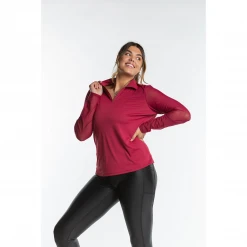 Hannah Childs Women's Mariah Long Sleeve Zip Polo Shirts & Tops