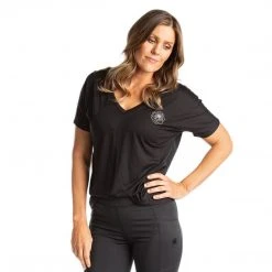 Hannah Childs Rose Logo V-Neck Tee Shirts & Tops