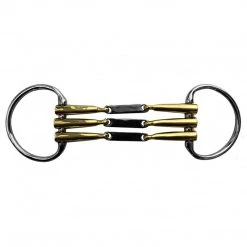 French Equestrian Horse Bits Jump' In Triple Mouthpiece D-Ring Bit