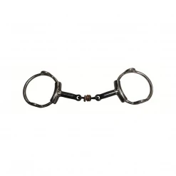 French Equestrian Horse Bits Jump'in Double Jointed Blue Steel With Copper Rings Gag Bit