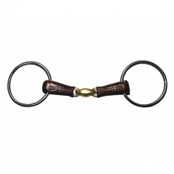 French Equestrian Jump'in Leather Covered French Link Loose Ring Bit