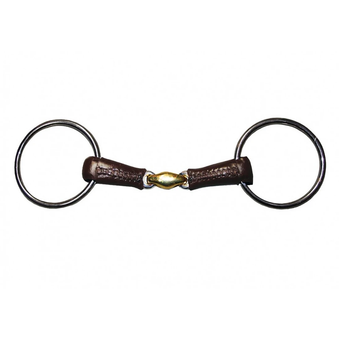 French Equestrian Jump'in Leather Covered French Link Loose Ring Bit 3 French Equestrian Jump'in Leather Covered French Link Loose Ring Bit