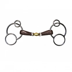 French Equestrian Horse Bits Jump'in Leather Covered French Link German 3-Ring Bit