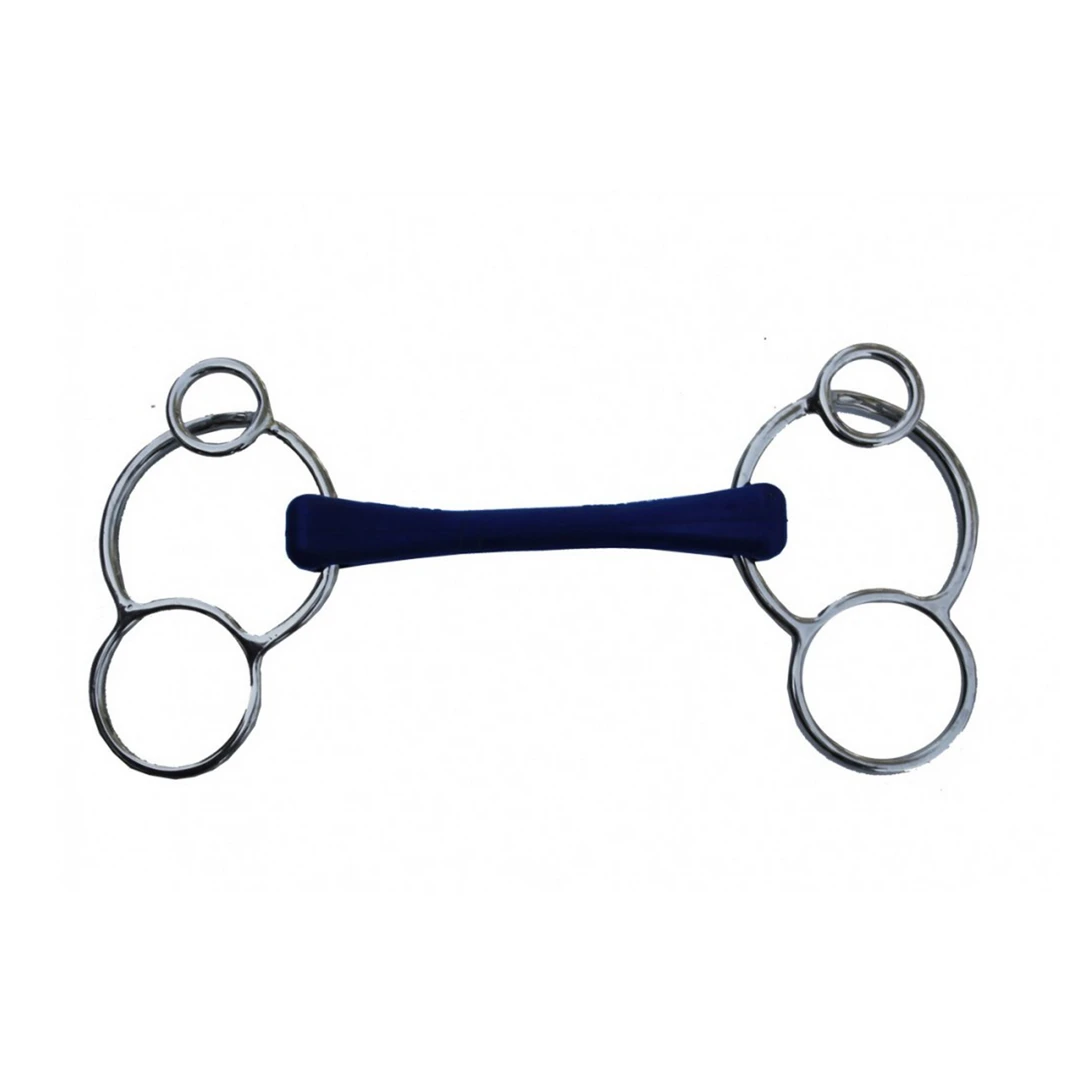 French Equestrian Jump'in Flexible Rubber German 3-Ring Bit 3 French Equestrian Jump'in Flexible Rubber German 3-Ring Bit