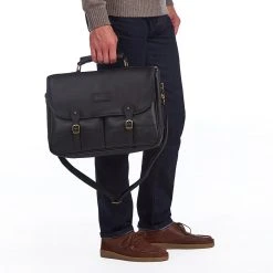 Barbour Signature Wax Leather Briefcase Equestrian Outerwear