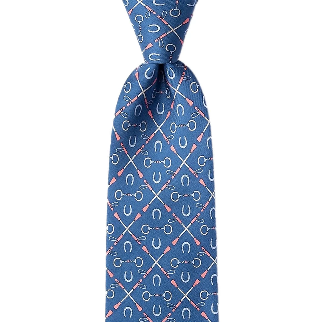 Wild Attire Inc. Cream Of The Crop Blue Silk Tie Equestrian Accessories 4 Wild Attire Inc. Cream Of The Crop Blue Silk Tie Equestrian Accessories