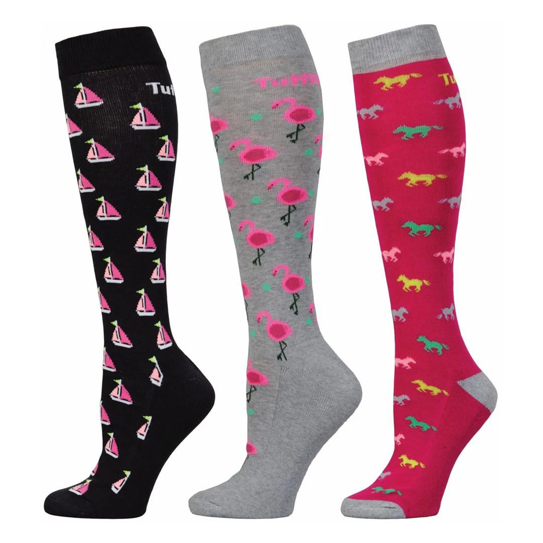 JPC Equestrian TuffRider Ladies Flamingo/Boat/Horse Knee Hi Socks 3 JPC Equestrian TuffRider Ladies Flamingo/Boat/Horse Knee Hi Socks