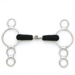 English Riding Supply Centaur Stainless Steel Jointed Rubber Mouth 3-Ring Gag Bit