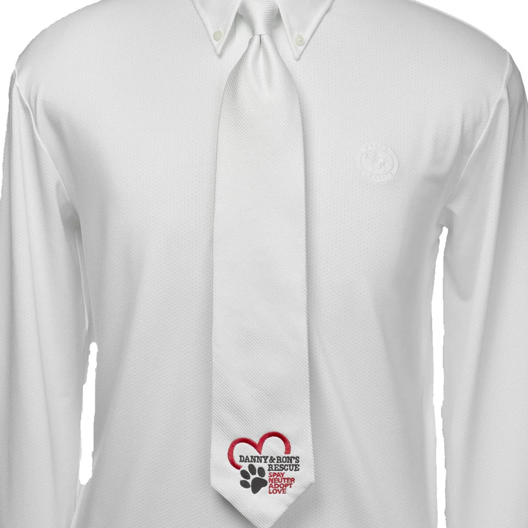 Show Shirts Essex Classics Men's "Danny & Ron's Rescue" White Pique Necktie 3 Show Shirts Essex Classics Men's "Danny & Ron's Rescue" White Pique Necktie